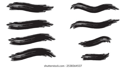 Traçado de pincel preto isolado em plano de fundo branco. Traço abstrato de tinta. Design de traçado de pincel aquarela eps 10
