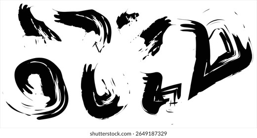 Traçado do pincel preto isolado no plano de fundo. Traçados de pincel vetorial para tinta, elementos de design grunge, banners, design de aquarela, textura suja. Traçados de pincel na moda, ilustração de vetor
