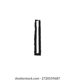 Negro Brush Stroke Letra I Vector - Dibujado a mano Distressed Grunge Alphabet Initial Icon aislado en blanco