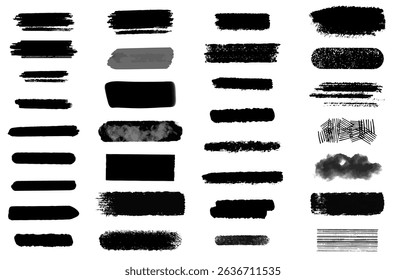 Black Brush Stroke and Line Texture Set