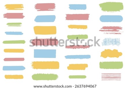 Black Brush Stroke and Line Texture Set(colorful)