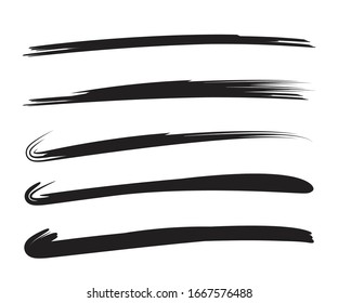 black brush stroke line vector set