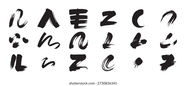 Schwarze Pinselstriche Linien und Grunge Formen Sammlung, Abstrakte Tinte Elemente Set. Vektorgrafik eps 10