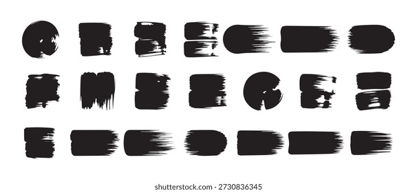 Black Brush Stroke Lines and Grunge Shapes Collection, Abstract Ink Elements Set. vector illustration eps 10