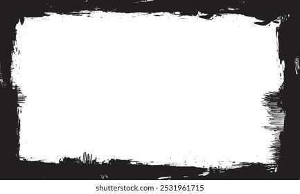black brush stroke lines painting style blank space frame border artistic