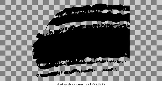 Trazo de pincel negro sobre fondo transparente