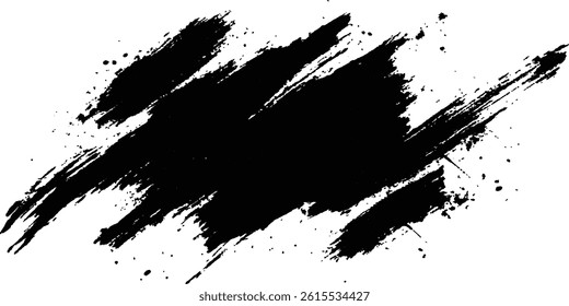 Black brush stroke on white background. Abstract black in splash, paint, brush strokes, stain grunge isolated on white background, Black staine brush, grunge banner, hand drawn splash,	
