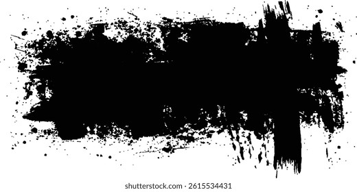 Black brush stroke on white background. Abstract black in splash, paint, brush strokes, stain grunge isolated on white background, Black staine brush, grunge banner, hand drawn splash,	
