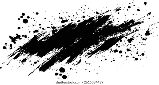 Black brush stroke on white background. Abstract black in splash, paint, brush strokes, stain grunge isolated on white background, Black staine brush, grunge banner, hand drawn splash,	
