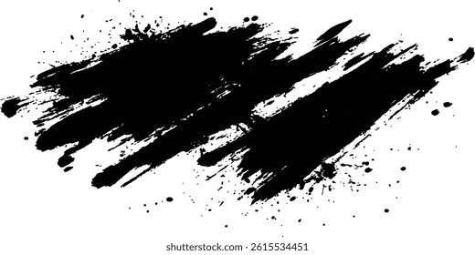 Black brush stroke on white background. Abstract black in splash, paint, brush strokes, stain grunge isolated on white background, Black staine brush, grunge banner, hand drawn splash,	

