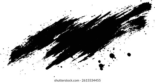 Black brush stroke on white background. Abstract black in splash, paint, brush strokes, stain grunge isolated on white background, Black staine brush, grunge banner, hand drawn splash,	
