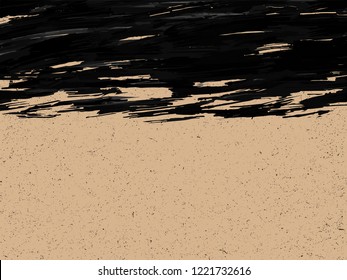 Black brush stroke paint with text space on brown old grunge paper textured for background, banner ,presentation template