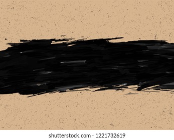 Black brush stroke paint with text space on brown old grunge paper textured for background, banner ,presentation template