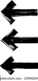 Black Brush stroke set of arrows. Vector design elements.