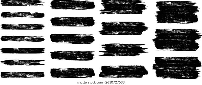Black brush stroke set. Collection of grunge line. Paint elements, brush stroke, black splashes set. Black ink vector brush strokes