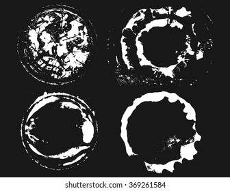 Black brush stroke set in the form circle  Drawing created in ink sketch handmade technique  Isolated white background  easy to use