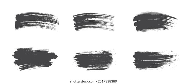 black brush stroke set. grunge abstract ink designs. isolated vector images for graphic design
