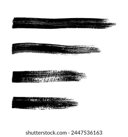 Black brush stroke set. Hand drawn ink spots isolated on white background. 