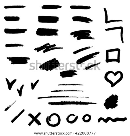 Black brush stroke set illustration vector