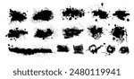 Black brush stroke set isolated on background. Paint brush stroke vector for ink paint, grunge design element, dirt banner, watercolor design, dirty texture. Trendy brush stroke, vector illustration