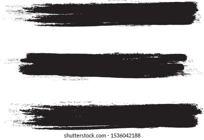 Black brush stroke set isolated on white background. Trendy brush stroke for black ink paint,grunge backdrop, dirt banner,watercolor design and dirty texture.Creative art concept, vector illustration