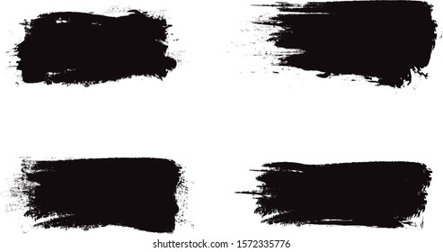 Trazo de pincel negro aislado en fondo blanco. Trazo de pincel a la moda para pintura de tinta negra, chasquido, banner de suciedad, diseño de acuarela y textura sucia. Concepto de arte creativo, ilustración vectorial