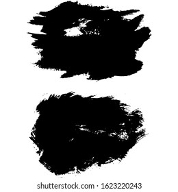 Black brush stroke set isolated on white background. Trendy brush stroke for black ink paint, grunge splash, dirt banner, watercolor design and dirty texture. Creative art concept, vector illustration