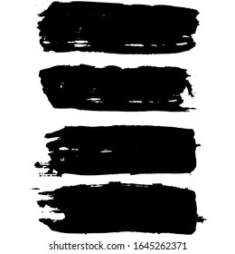 Schwarzer Pinselstrich einzeln auf weißem Hintergrund. Trendy Pinselstrich für schwarze Farbfarbe, Grunge-Splash, Schmutzbanner, Aquarell-Design und schmutzige Textur. Kreatives Kunstkonzept, Vektorillustration