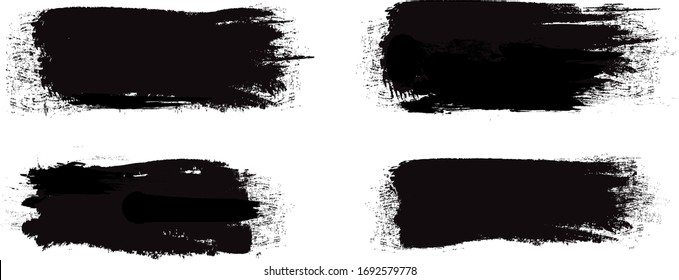 Black brush stroke set isolated on white background. Trendy brush stroke vector for black ink paint, grunge backdrop, dirt banner, watercolor design and dirty texture. Brush stroke vector illustration