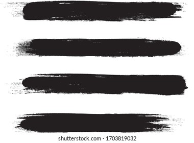 Black brush stroke set isolated on white background. Trendy brush stroke vector for black ink paint, grunge backdrop, dirt banner, watercolor design and dirty texture. Brush stroke vector illustration