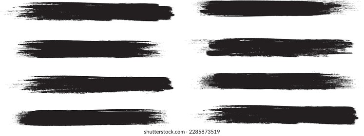 Black brush stroke set isolated on background. Paint brush stroke vector for ink paint, grunge design element, dirt banner, watercolor design, dirty texture. Trendy brush stroke, vector illustration