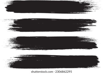 Black brush stroke set isolated on background. Paint brush stroke vector for ink paint, grunge design element, dirt banner, watercolor design, dirty texture. Trendy brush stroke, vector illustration