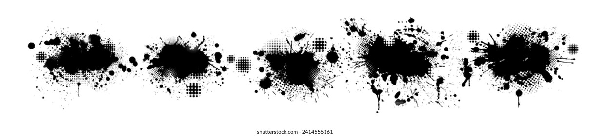 Black brush stroke set isolated on background. Paint brush stroke hand drawing. Not AI. Trendy brush stroke, vector illustration