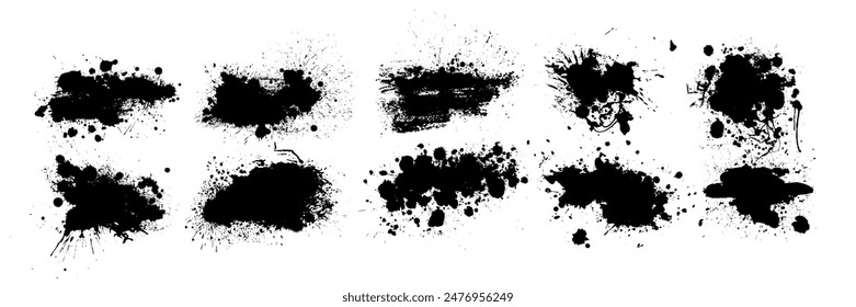 Black brush stroke set isolated on background. Paint brush stroke vector for ink paint, grunge design element, dirt banner, watercolor design, dirty texture. Trendy brush stroke, vector illustration