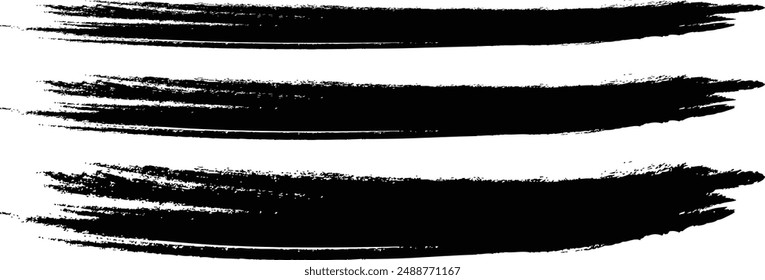 Black brush stroke set isolated on background. Paint brush stroke vector for ink paint, grunge design element, dirt banner, watercolor design, dirty texture. Trendy brush stroke, vector illustration