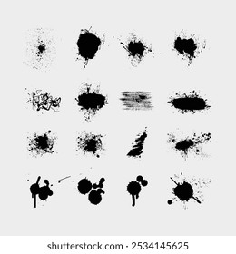 Black brush stroke set isolated on background. Paint brush stroke vector for ink paint, grunge design element, dirty texture