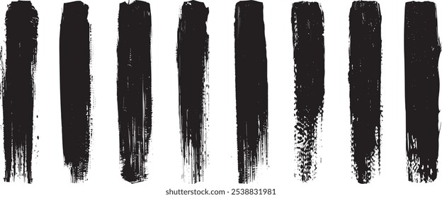 Black brush stroke set isolated on background. Paint brush stroke vector for ink paint, grunge design element, dirt banner, watercolor design, dirty texture. Trendy brush stroke, vector illustration