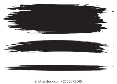 Black brush stroke set isolated on background. Paint brush stroke vector for ink paint, grunge design element, dirt banner, watercolor design, dirty texture. Trendy brush stroke, vector illustration