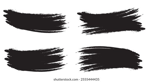 Black brush stroke set isolated on background. Paint brush stroke vector for ink paint, grunge design element, dirt banner, watercolor design, dirty texture. Trendy brush stroke, vector illustration .