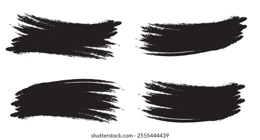 Black brush stroke set isolated on background. Paint brush stroke vector for ink paint, grunge design element, dirt banner, watercolor design, dirty texture. Trendy brush stroke, vector illustration .