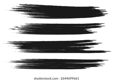 Traçado do pincel preto definido isolado no plano de fundo. Pintar o vetor de traçado do pincel para tinta, elemento de design grunge, faixa de sujeira, projeto de aquarela, textura suja.