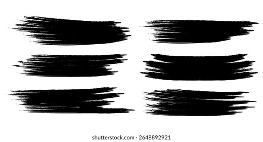 Traçado do pincel preto definido isolado no plano de fundo. Pintar o vetor de traçado do pincel para tinta, elemento de design grunge, faixa de sujeira, projeto de aquarela, textura suja. Traçado de pincel na moda, ilustração de vetor
