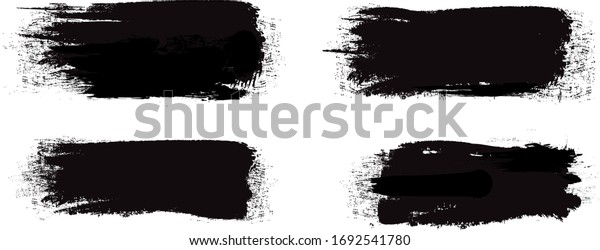 Black brush stroke set isolated on white\
background. Trendy brush stroke vector for black ink paint, grunge\
backdrop, dirt banner, watercolor design and dirty texture. Brush\
stroke vector\
illustration
