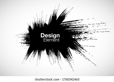 Black brush stroke stain texture background in perspective. Grunge textured explosion. Sale banner. Vector logo illustration.