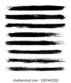Black brush stroke stripes. Vector grunge brushes.