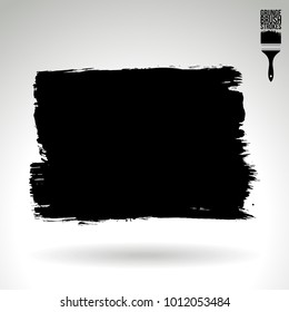 Black brush stroke and texture. Grunge vector abstract hand - painted element. Underline and border design.