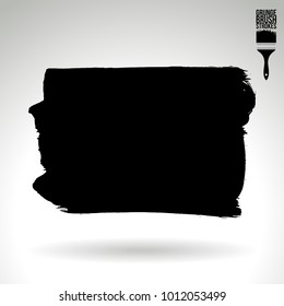 Black brush stroke and texture. Grunge vector abstract hand - painted element. Underline and border design.