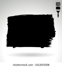 Black brush stroke and texture. Grunge vector abstract hand - painted element. Underline and border design.