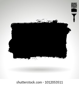 Black brush stroke and texture. Grunge vector abstract hand - painted element. Underline and border design.