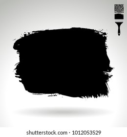 Black brush stroke and texture. Grunge vector abstract hand - painted element. Underline and border design.